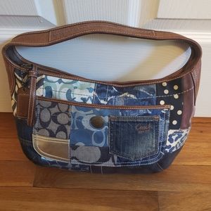 Coach blue patchwork shoulder bag